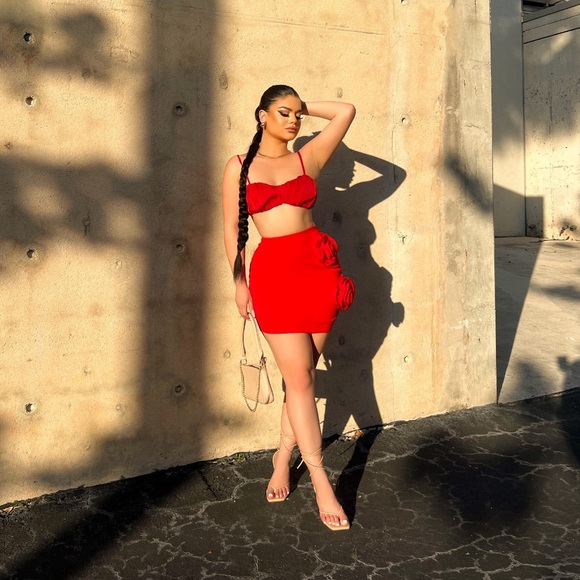 ROSE MINI SKIRT - RED - Picture 4 of 4